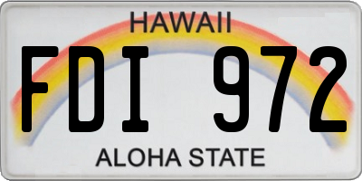 HI license plate FDI972