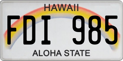 HI license plate FDI985