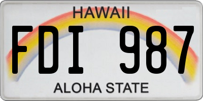 HI license plate FDI987