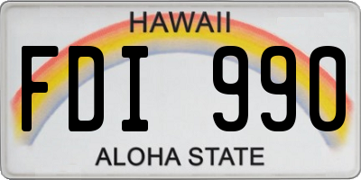 HI license plate FDI990