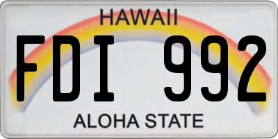 HI license plate FDI992