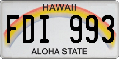 HI license plate FDI993