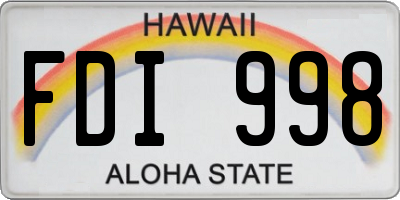 HI license plate FDI998