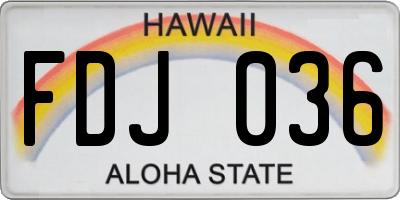 HI license plate FDJ036