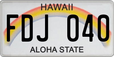 HI license plate FDJ040