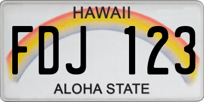 HI license plate FDJ123