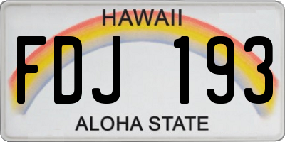 HI license plate FDJ193