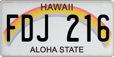 HI license plate FDJ216