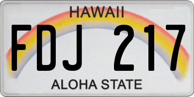 HI license plate FDJ217