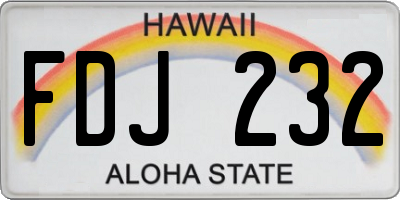 HI license plate FDJ232