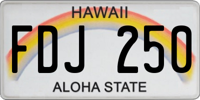 HI license plate FDJ250