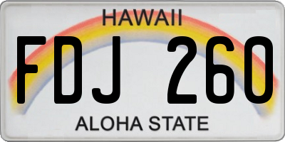 HI license plate FDJ260