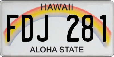HI license plate FDJ281