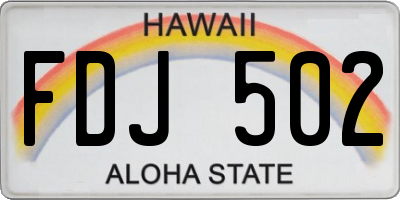 HI license plate FDJ502