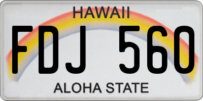 HI license plate FDJ560