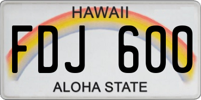 HI license plate FDJ600