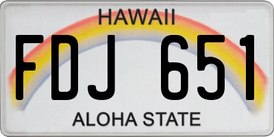 HI license plate FDJ651