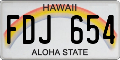 HI license plate FDJ654