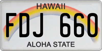 HI license plate FDJ660