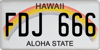 HI license plate FDJ666
