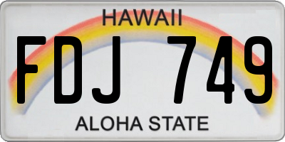 HI license plate FDJ749