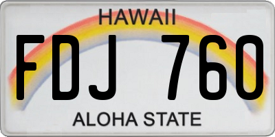 HI license plate FDJ760