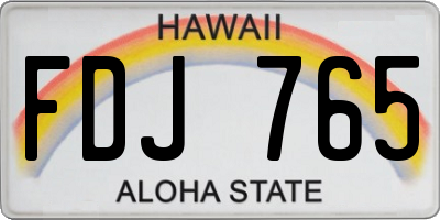 HI license plate FDJ765