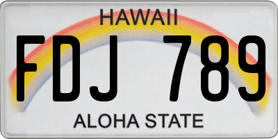 HI license plate FDJ789