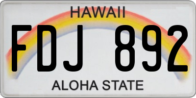 HI license plate FDJ892
