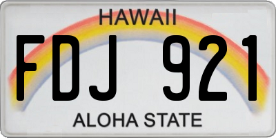 HI license plate FDJ921