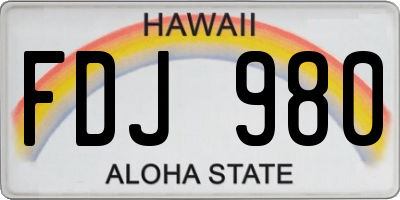 HI license plate FDJ980