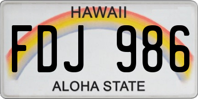 HI license plate FDJ986