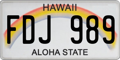 HI license plate FDJ989