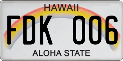 HI license plate FDK006