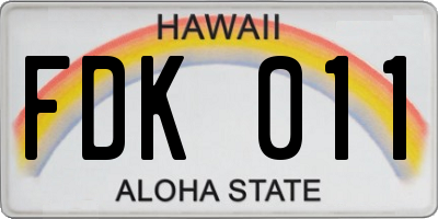 HI license plate FDK011