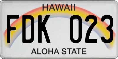 HI license plate FDK023