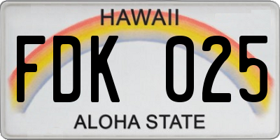 HI license plate FDK025