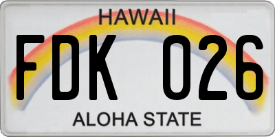 HI license plate FDK026
