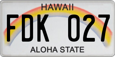 HI license plate FDK027