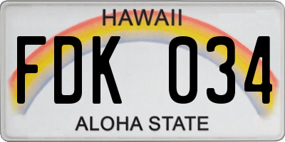 HI license plate FDK034