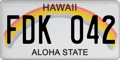 HI license plate FDK042