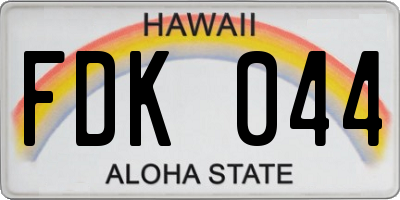 HI license plate FDK044
