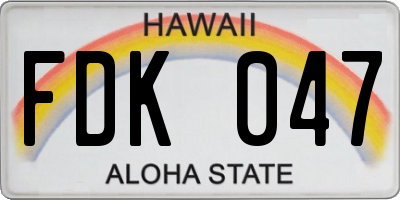 HI license plate FDK047