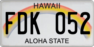 HI license plate FDK052