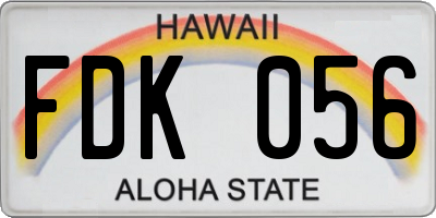 HI license plate FDK056