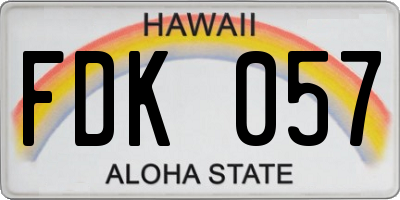 HI license plate FDK057