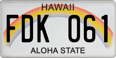 HI license plate FDK061