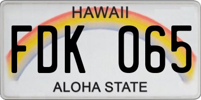 HI license plate FDK065