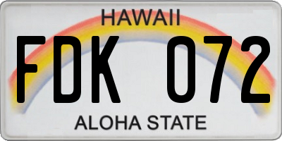 HI license plate FDK072