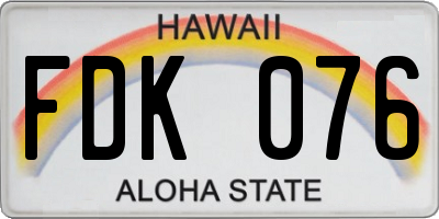 HI license plate FDK076